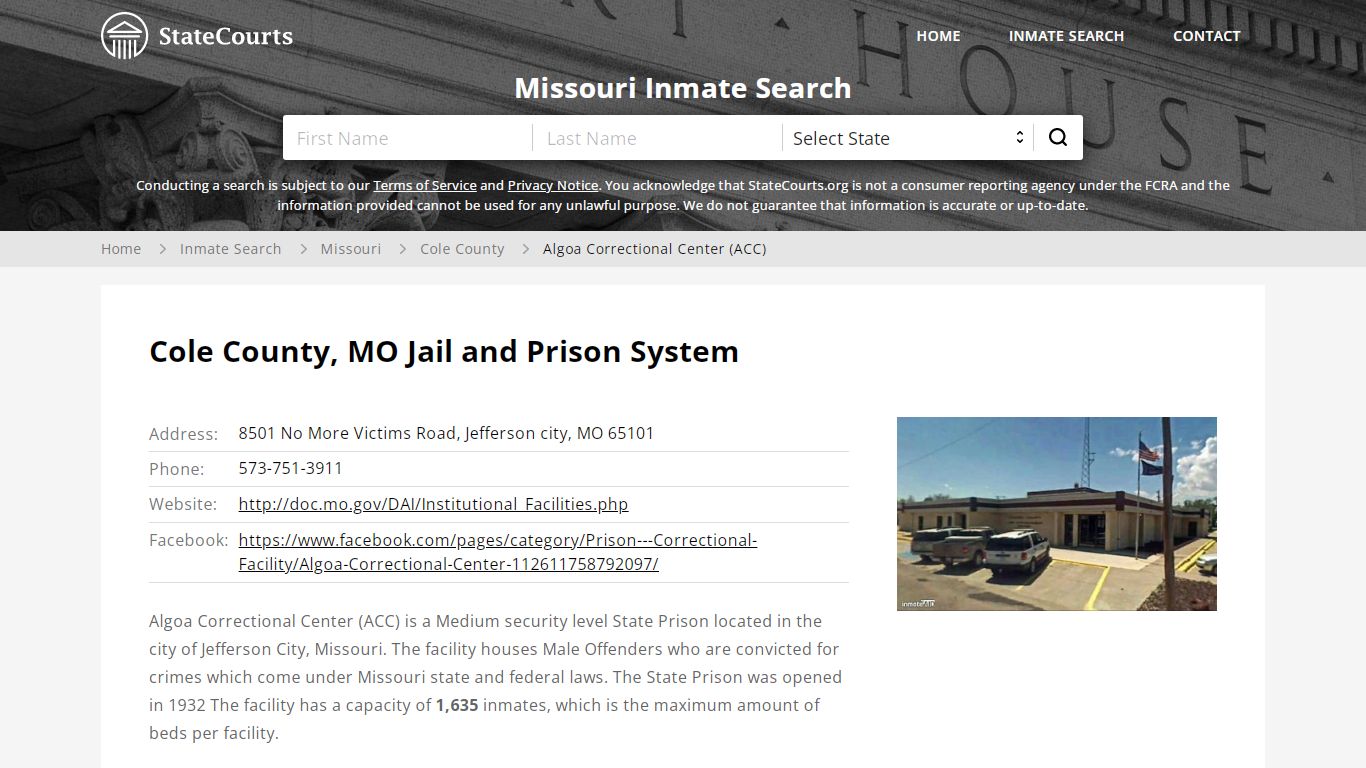 Algoa Correctional Center (ACC) Inmate Records Search, Missouri ...