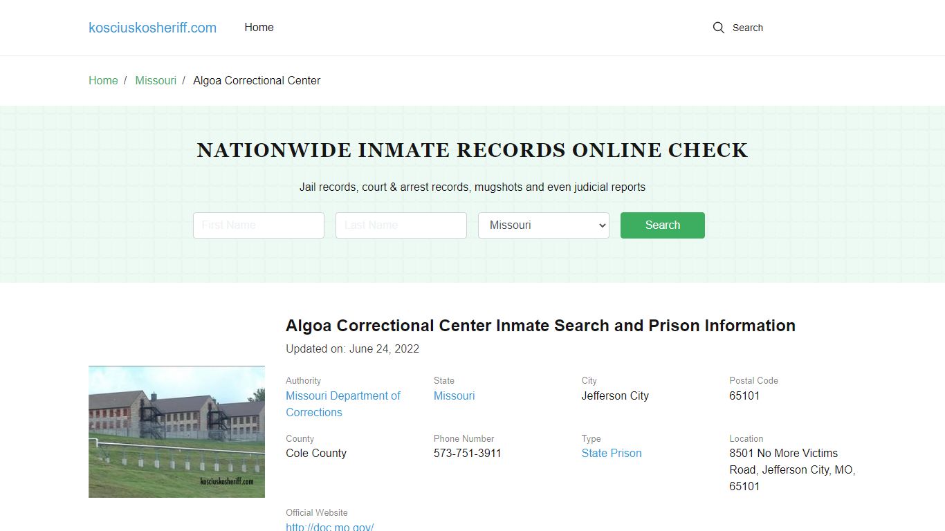 Algoa Correctional Center Inmate Search, Visitation, Phone no ...